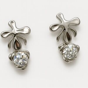 925 Sterling Silver Genuine CZ Drop Earrings